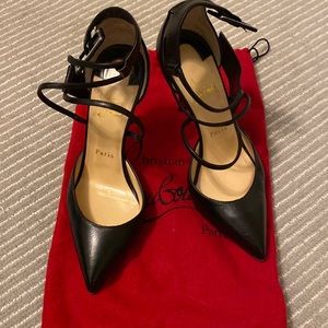 Christian Louboutin Black Ankle Strap Pumps Size 38 1/2 (U.S. size 8)